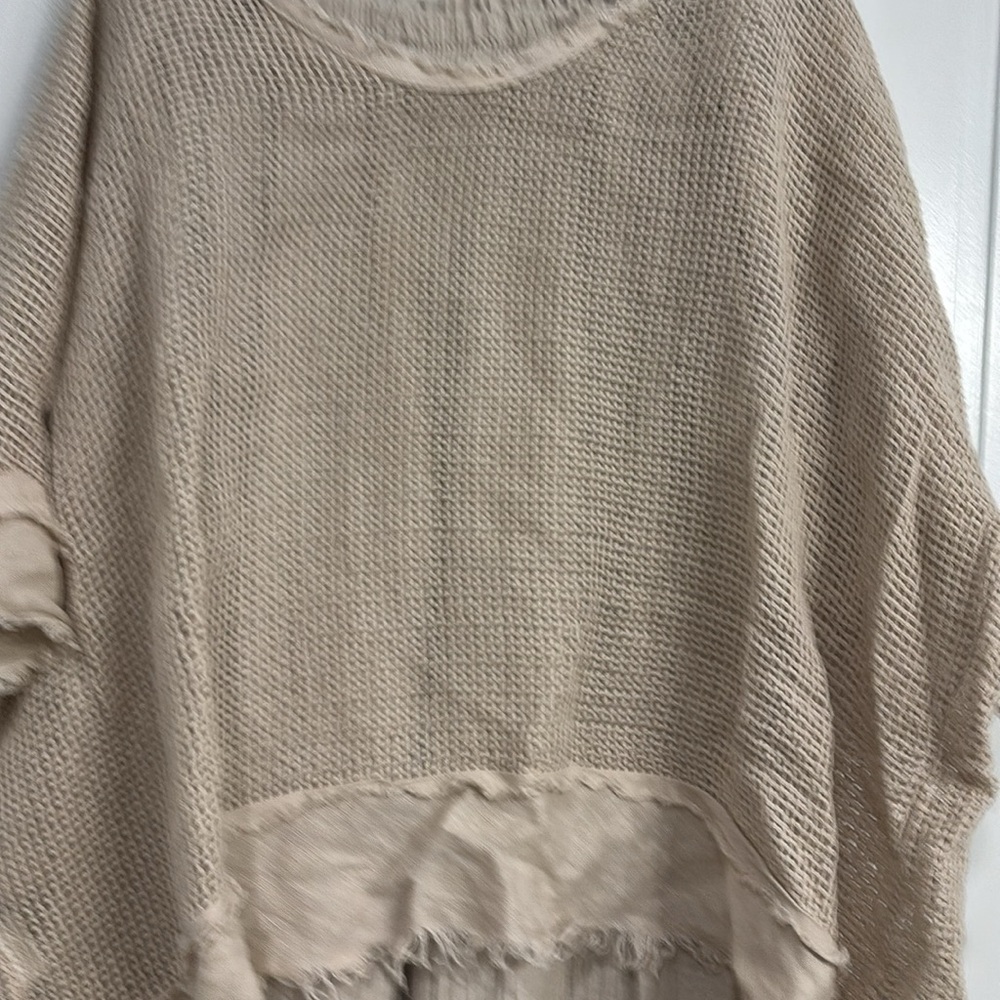 Beige  gauze Textured Two-Piece Set - Picture 2 of 4